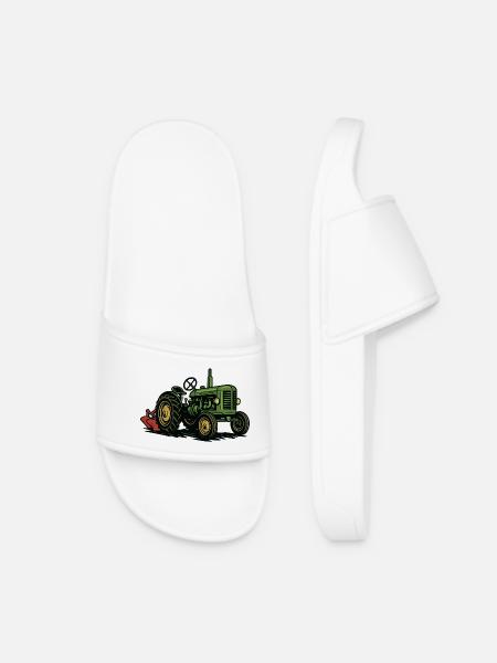 Green tractor in the light of agriculture - Women’s Pool Sliders - white