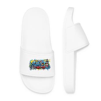 Sylt Graffiti with Lighthouse - Women’s Pool Sliders - white - Front