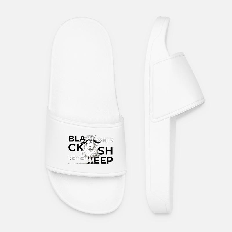 Black Sheep White Edition Typo Trend Schafe Spruch - Frauen Badelatschen - Weiß
