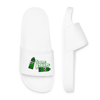 Smiling Crayon Green Team - Women’s Pool Sliders - white - Front