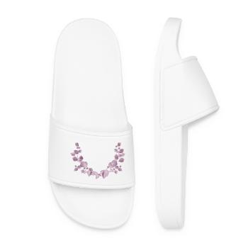 Delicate eucalyptus branches in dusky pink illustration - Women’s Pool Sliders - white - Front