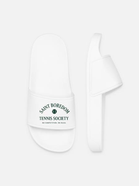 Saint Boredom - Tennis Society - Women’s Pool Sliders - white