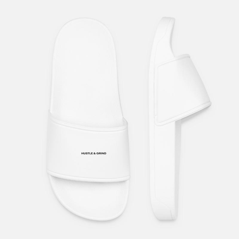 Hustle and Grind Motif Design - Women’s Pool Sliders - white