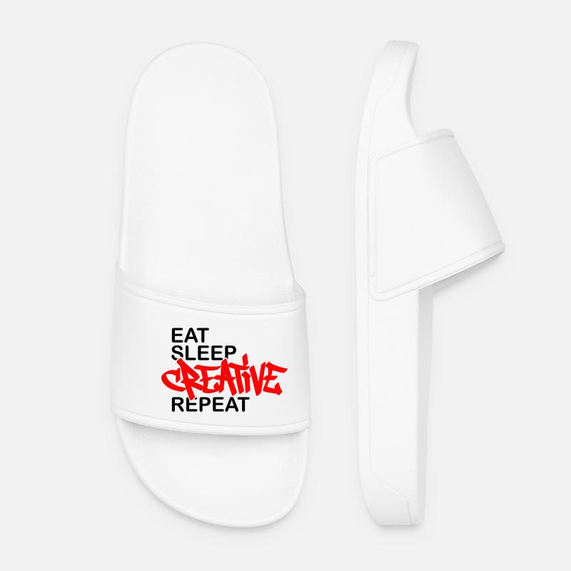 Eat Sleep Creative Repeat - Women’s Pool Sliders - white