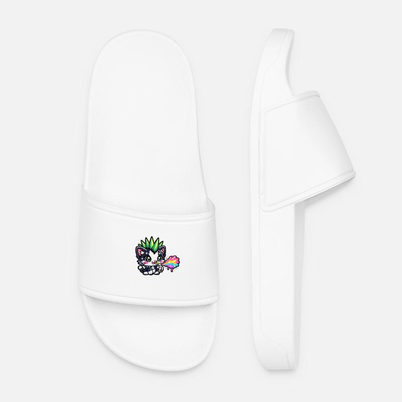 Punk Kitten Neon Spray Paints - Women’s Pool Sliders - white