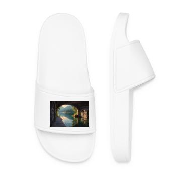 Cozy View at the Window - Women’s Pool Sliders - white - Front