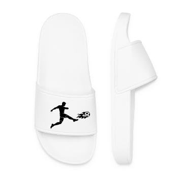 Soccer Striker Silhouette - Women’s Pool Sliders - white - Front