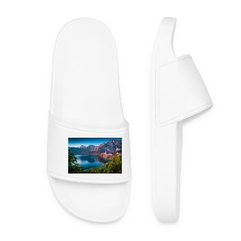 Paysage du lac Hallstatt et du village montagneux - Claquettes Femme - blanc - Devant