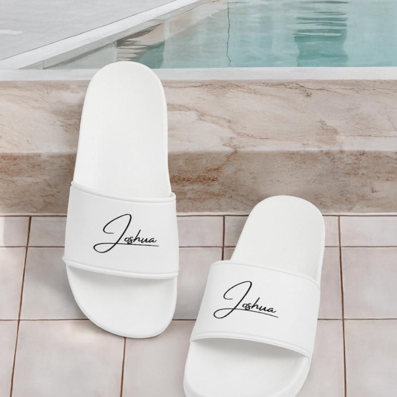 Joshua Name - Elegant Cursive Script Women’s Pool Sliders