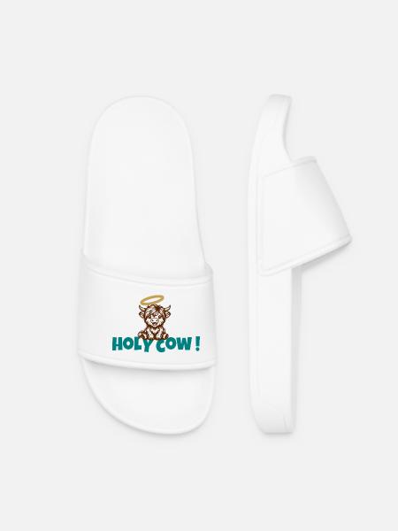 Holy Cow Halo Cartoon - Women’s Pool Sliders - white