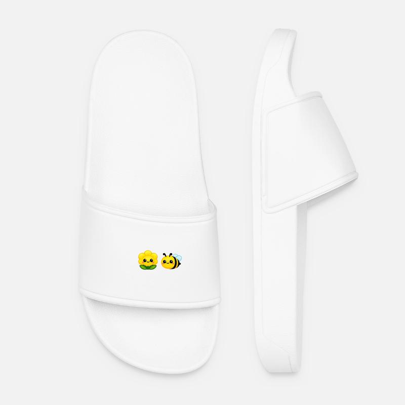 Sunny Bloom and Bee Duo Kawaii style - Women’s Pool Sliders - white