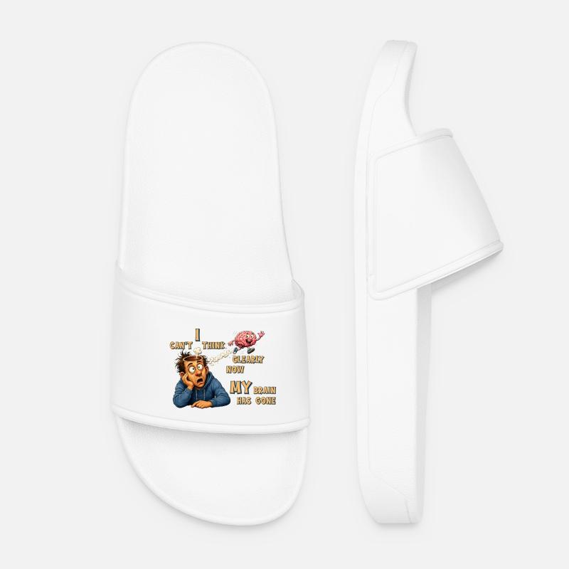 Thinking Offline - My Brain Has Quit - Women’s Pool Sliders - white