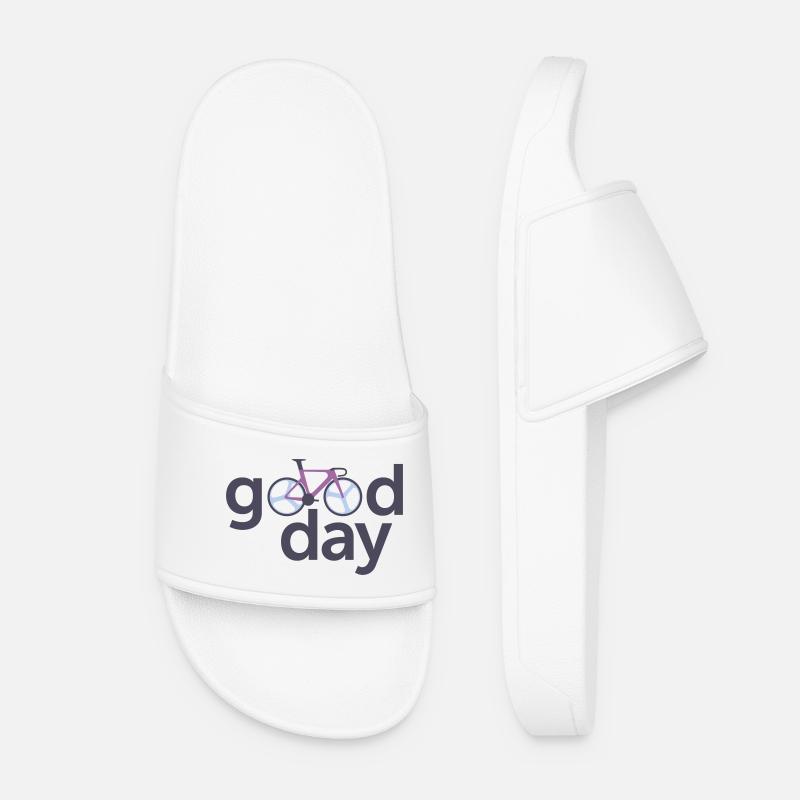 Logo typographique de la bicyclette Good Day - Claquettes Femme - blanc
