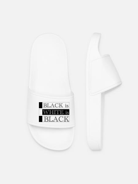 Black Is White Is Black - Minimal Typography - Women’s Pool Sliders - white