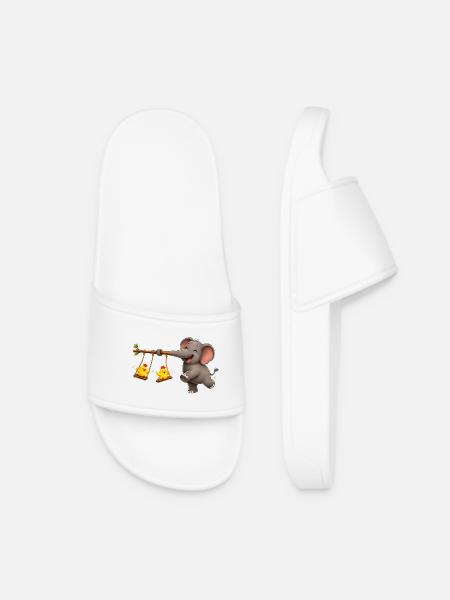Elephant & Chick Swing Adventure - Women’s Pool Sliders - white