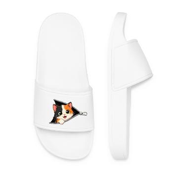 Chat chaton mignon à fermeture éclair - Claquettes Femme - blanc - Devant