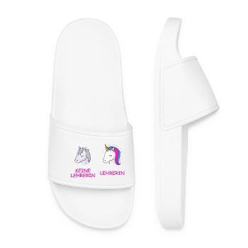 Unicorn Kontrast Lehrerin - Frauen Badelatschen - Weiß - Vorne