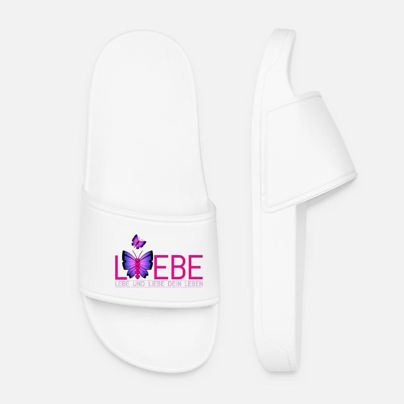 Lebe Liebe Dein Leben Schmetterling - Frauen Badelatschen - Weiß
