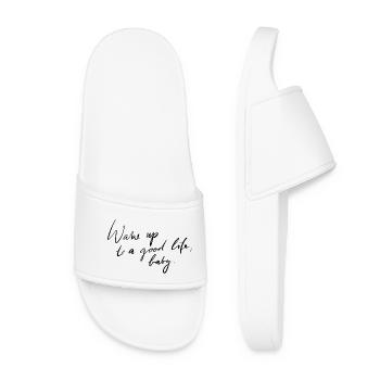 Wake up to a good life - Women’s Pool Sliders - white - Front