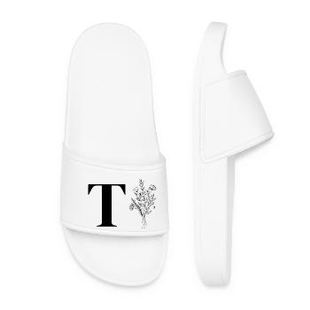 Minimalistisches Blumenmuster - Frauen Badelatschen - Weiß - Vorne