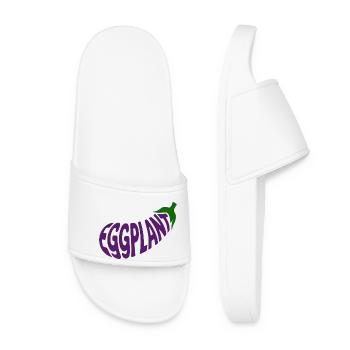 Aubergine - Cooles Gemüse Logo - Frauen Badelatschen - Weiß - Vorne