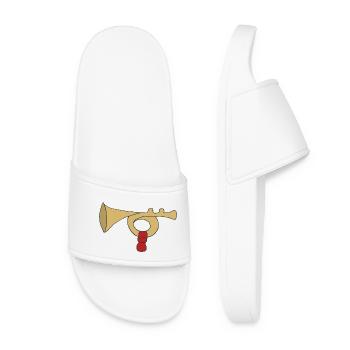 Vintage Trombone with Red Handle - Women’s Pool Sliders - white - Front