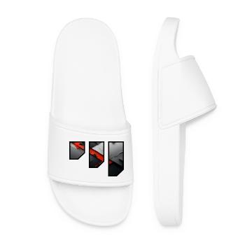 Abstract Red and Grey Tearing Pattern - Women’s Pool Sliders - white - Front