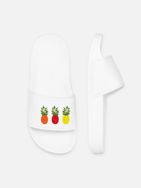 Bunte Ananas Muster für Sommer und Freizeit - Frauen Badelatschen - Weiß