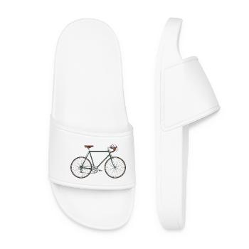 Vintage bicycle design with leather handles - Women’s Pool Sliders - white - Front