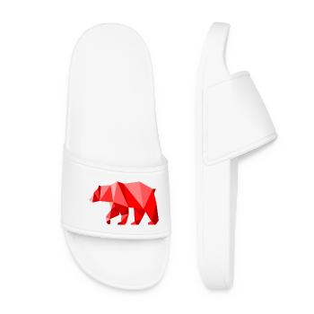 Roter Lowpoly-Bär - Frauen Badelatschen - Weiß - Vorne