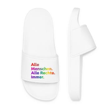 All People All Rights Always Statement - Women’s Pool Sliders - white - Front