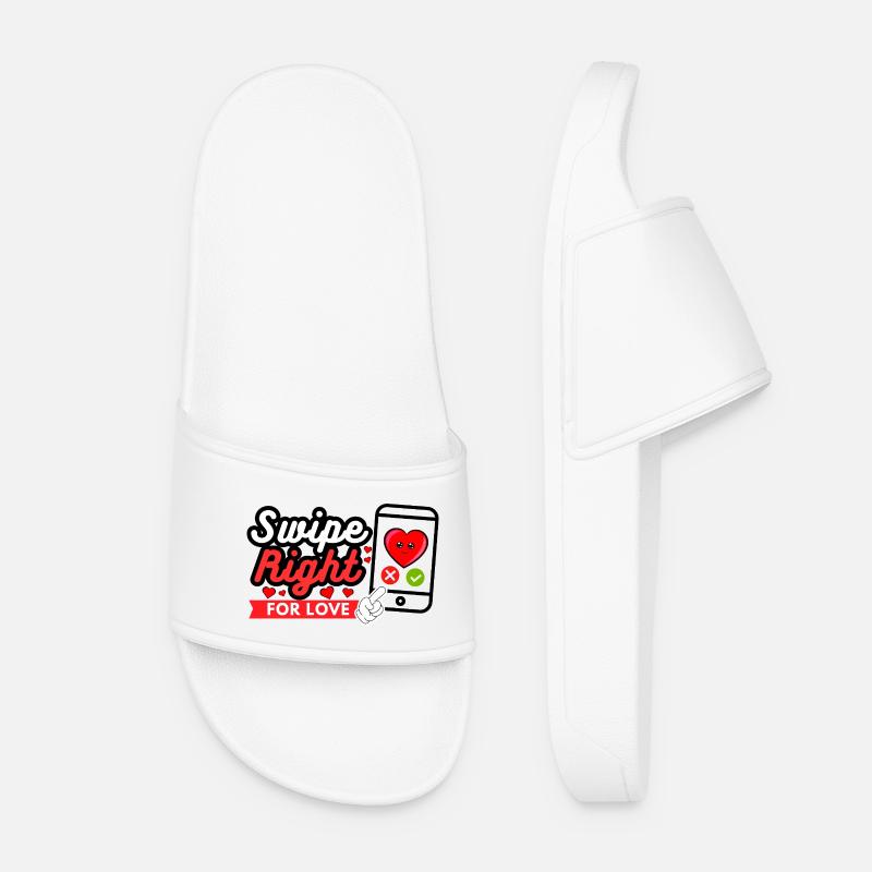 Swipe Right For Love – Modern Love Statement - Women’s Pool Sliders - white