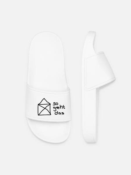 So geht das: Envelope Handlettering - Frauen Badelatschen - Weiß
