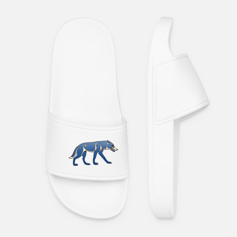 Pictish_wolf - Women’s Pool Sliders - white