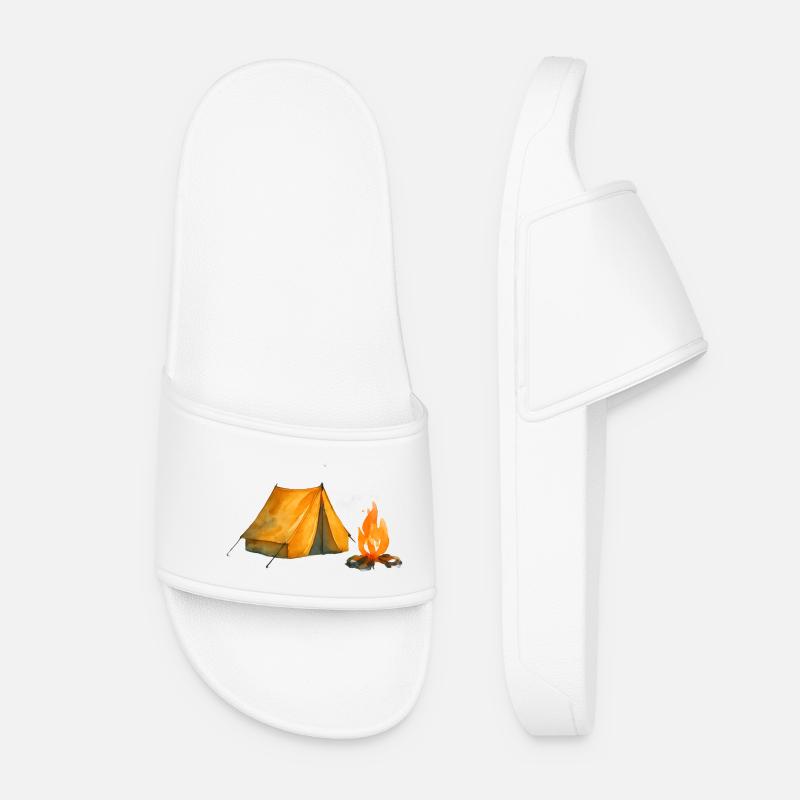 Camp Adventure Tent & Fire - Women’s Pool Sliders - white