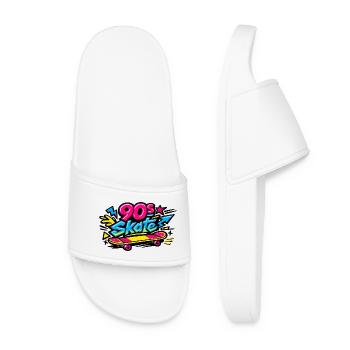 90s Skateboard Retro Flair - Women’s Pool Sliders - white - Front