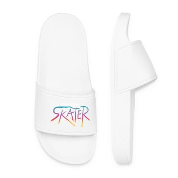 Art de rue Skater rétro coloré en dégradé - Claquettes Femme - blanc - Devant