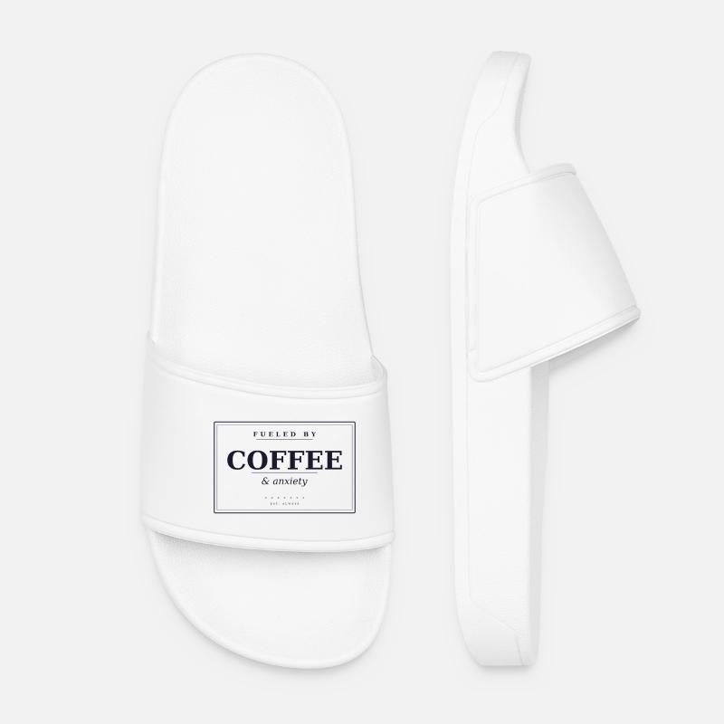 Fueled by coffee & anxiety - Women’s Pool Sliders - white