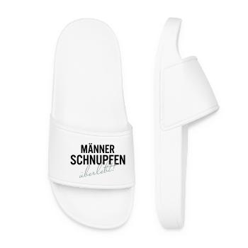Maennerschnupfen Ueberlebt Spruch Shirt - Frauen Badelatschen - Weiß - Vorne