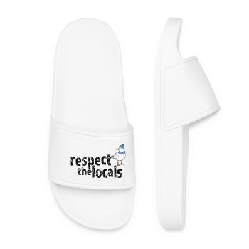 Respect the Locals – Lustige Küstenmöwe - Frauen Badelatschen - Weiß - Vorne