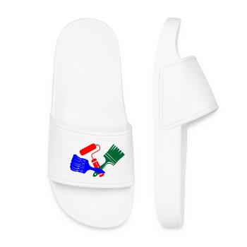 Pinceaux et rouleau de peinture en bleu rouge vert logo - Claquettes Femme - blanc - Devant