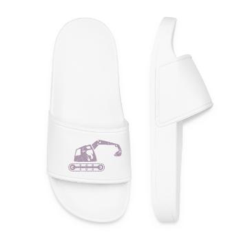 Excavators, excavator operators, construction equipment operators – - Women’s Pool Sliders - white - Front