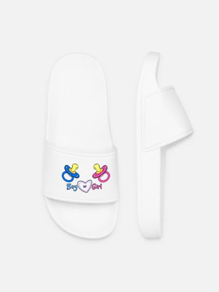Boy or Girl Herzdesign Babyprint - Frauen Badelatschen - Weiß
