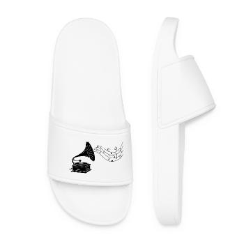 Black gramophone and music - Women’s Pool Sliders - white - Front