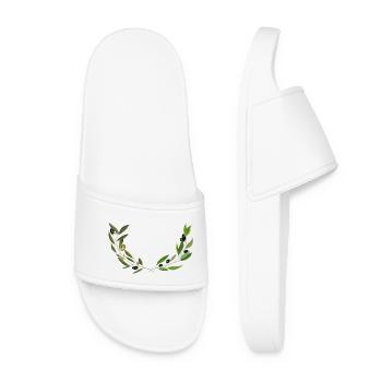 Olive branches Marseille handmade - Women’s Pool Sliders - white - Front