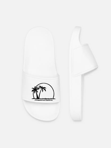Palm Tree Shirt - Women’s Pool Sliders - white