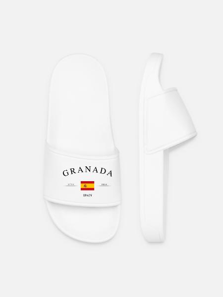 Granada Spanien – Urlaub Souvenir & Geschenk - Frauen Badelatschen - Weiß