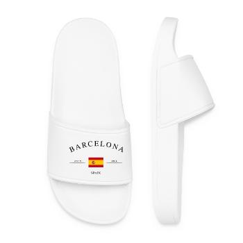 Barcelona Spain Coordinates Vacation Souvenir - Women’s Pool Sliders - white - Front