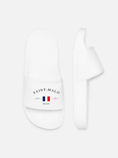 Saint-Malo Frankreich – Urlaub Souvenir & Geschenk - Frauen Badelatschen - Weiß