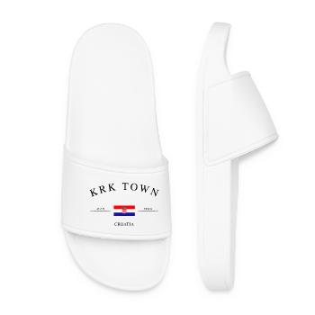 Krk Town Croatia – Holiday Souvenir & Gift - Women’s Pool Sliders - white - Front